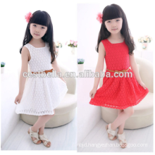 Cheap!!! Sweet white round neck sleeveless party lace dress children cute flower girl dress